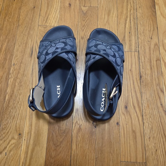 Coach Womens Adora Summer Casual  Sandals Signature Chambrey Navy Blue Size 6B - Picture 6 of 9